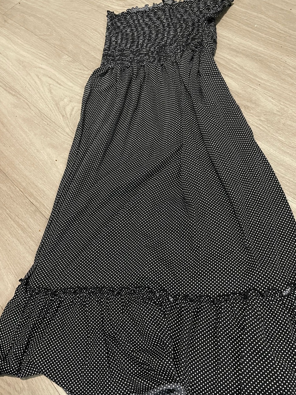 Catalina Black and White Polka Dot One-Shoulder Maxi Dress
